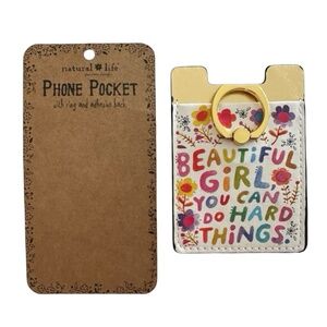 NATURAL LIFE Phone Wallet Stick-On Card Holder w/ Ring Grip For Cell Phone